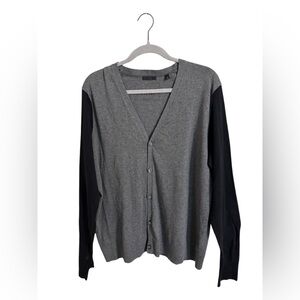 ATM Anthony Thomas Melillo Gray Black Button Up Cardigan Cotton‎ Cashmere Large